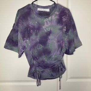 IRO Tarvey Tie Dye Tee in Purple Green Cotton T-shirt Size S